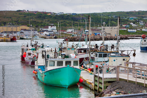 Fishing boats in the protected harbour in the Avalon Penisula photo