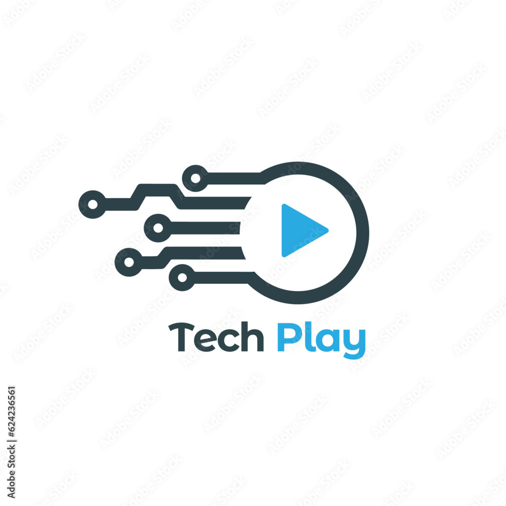 Tech Play Logo Design Vector Template. Video Play, Pause Sign or Symbol Design.
Multimedia, Music Player, Audio Podcast App Logo Design.