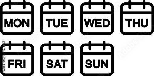 カレンダーのアイコン（英語の曜日）（Calendar icon vector.）
