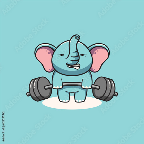 Cute elephant workout cartoon illustration