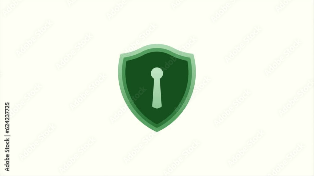 green shield with key hole symbol . protection shield animated. 4K Video motion graphic animation green shield with key hole symbol . protection shield animated. 4K Video motion graphic animation