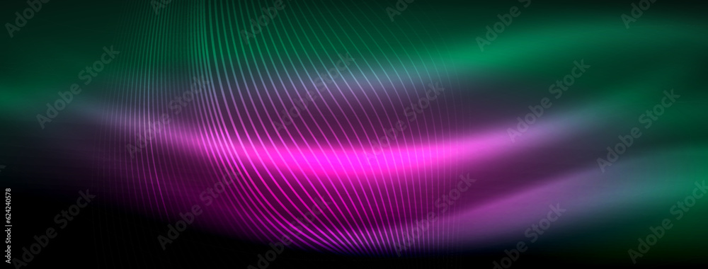 Glowing neon wave abstract background - vibrant, luminescent waves pulsate in a captivating and electrifying display Glowing neon wave abstract background - vibrant, luminescent waves pulsate in a captivating and electrifying display