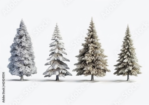 Collection of trees in the snow isolated © Yzid ART