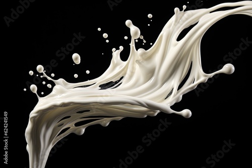 Twisted milk splash isolated on black background