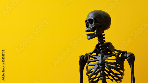 black skeleton on yellow background
