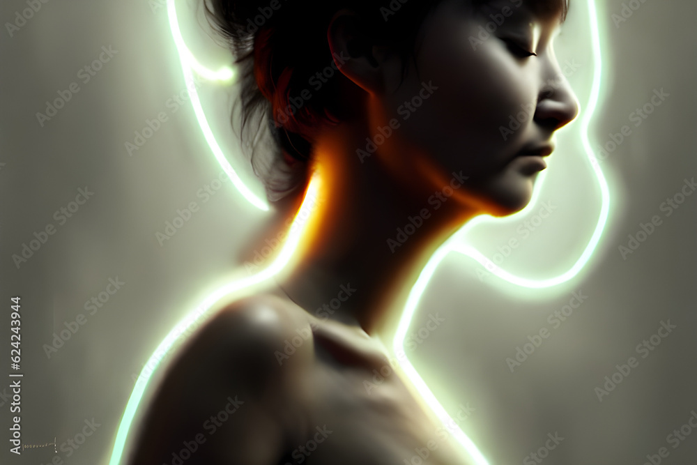 Naked Woman Shoulder. Generative AI Naked Woman Shoulder. Generative AI