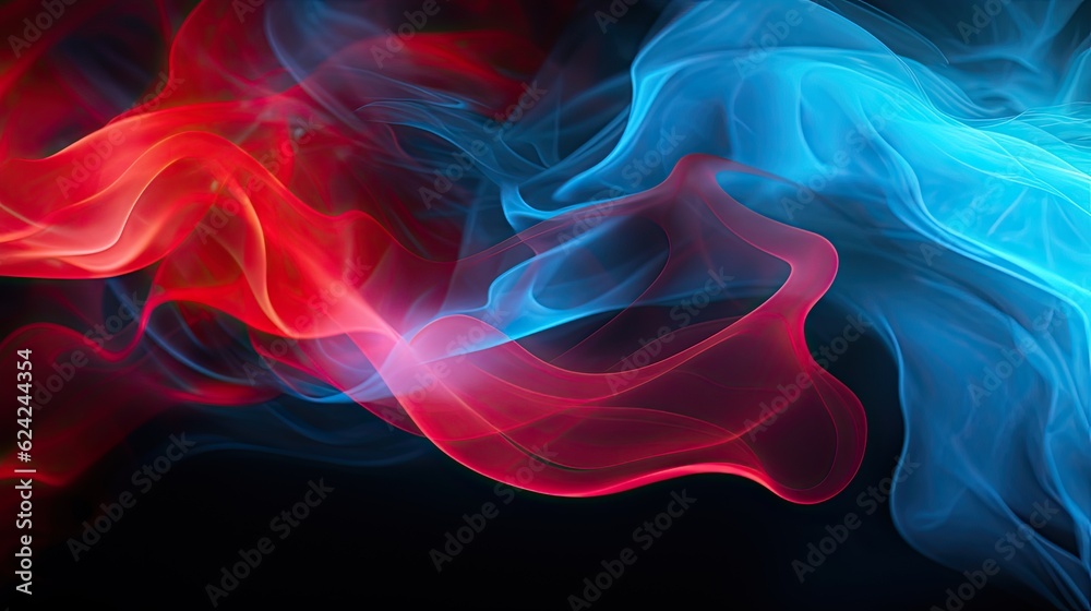 Abstract blue and red smoke steam moves on a black background Abstract blue and red smoke steam moves on a black background