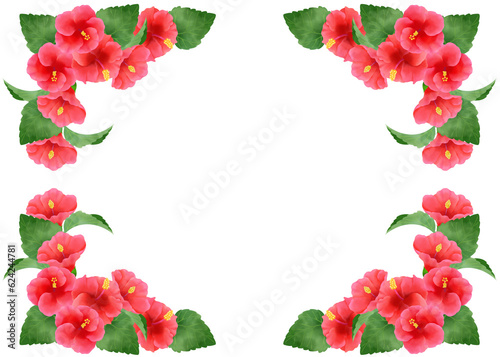 ハイビスカスがモチーフの装飾素材／Decorative material with a hibiscus motif