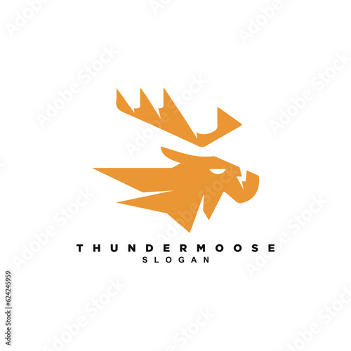 Yellow lightning thunder moose logo design vector