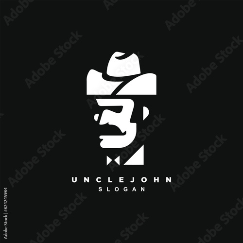 Abstract silhouette cowboy or bartender logo design vector