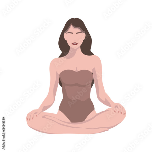A woman in the lotus position. Yoga, meditation. Vector illustration