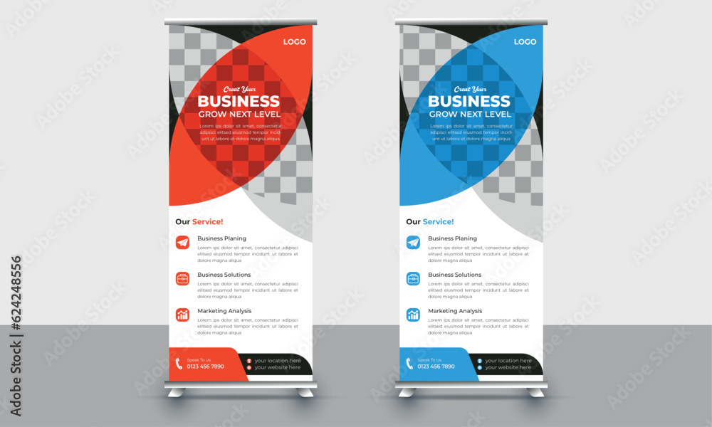 Professional creative roll up banner design, company rack card template, 