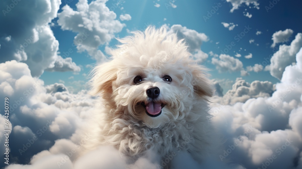 A poodle in the clouds, generative AI A poodle in the clouds, generative AI