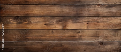 Brown horizontal wooden boards, planks texture background banner
