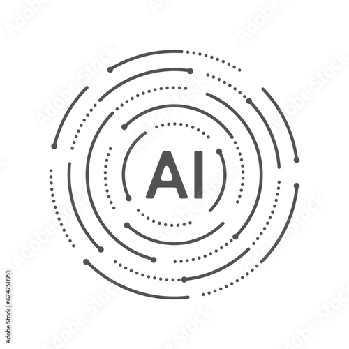 Artificial intelligence circuit line style. Machine learning design. Smart network digital technology. AI. Vector illustration
