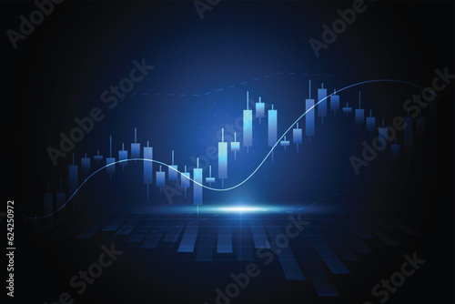 Business candle stick graph chart of stock market investment trading on white background design. Bullish point, Trend of graph. Vector illustration