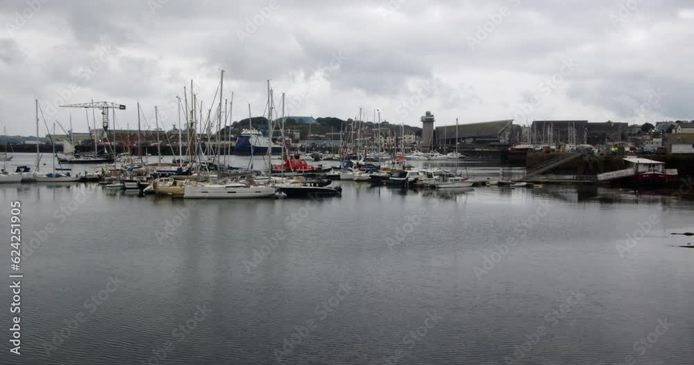 wide Shot of Falmouth Marina with harbour in background wide Shot of Falmouth Marina with harbour in background