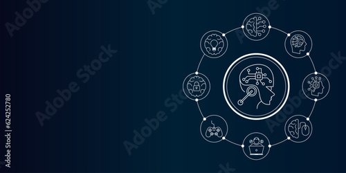 Artificial intelligence and Automated machine learning language. Cybersecurity computer vision, business, industrial vector image. Chat with AI, big data vector line icons set