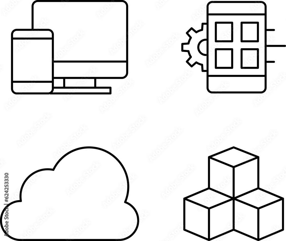 Artificial intelligence and Automated machine learning language. Cybersecurity computer vision, business, industrial vector image. Chat with AI, big data vector line icons set Artificial intelligence and Automated machine learning language. Cybersecurity computer vision, business, industrial vector image. Chat with AI, big data vector line icons set