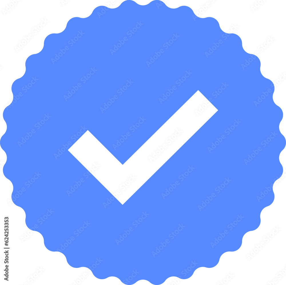 Blue checkmarks. Blue tick. Profile verification icon vector