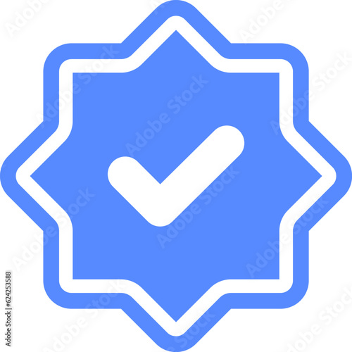 Blue checkmarks. Blue tick. Profile verification icon vector