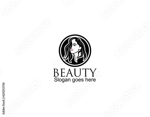 beauty gold woman logo template