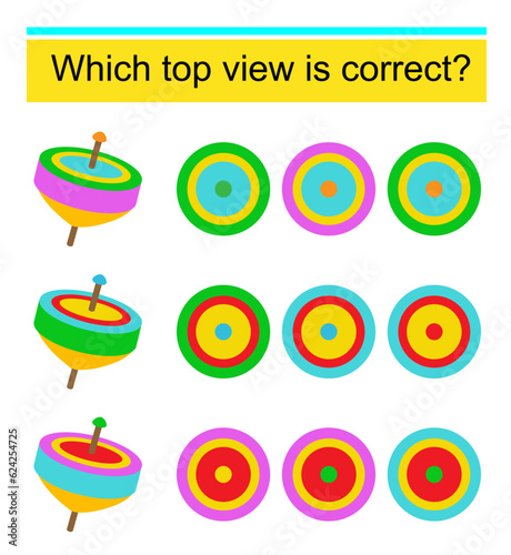 Educational game for kids. Need to find the top view for every whirligig.