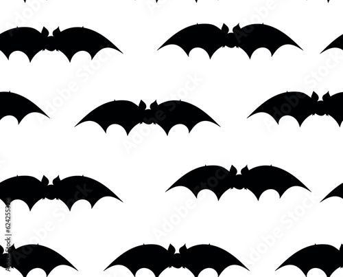 Fototapeta Naklejka Na Ścianę i Meble -  Halloween vector seamless pattern with bats silhouettes. You can use any color of background
