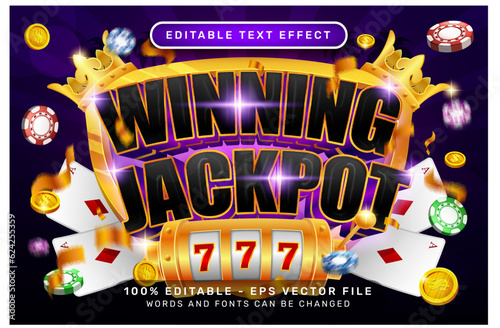 winning jackpot 3d text effect and editable text effect
