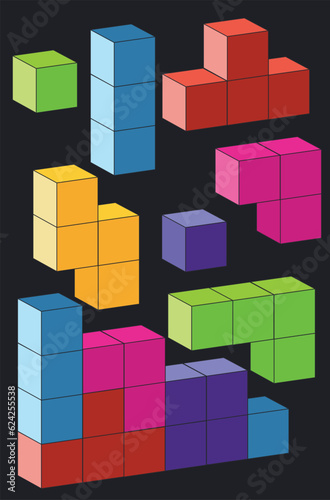 3D Colorful bricks