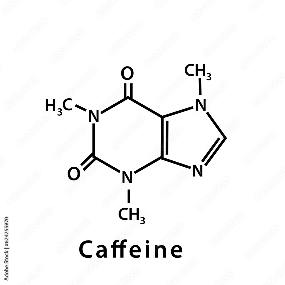 Caffeine structure formula flat style Caffeine structure formula flat style