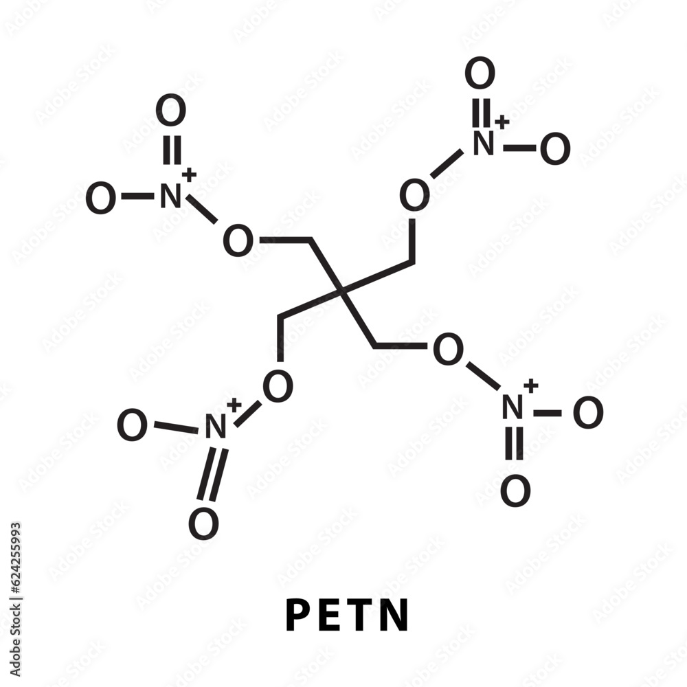 PETN structure formula flat style