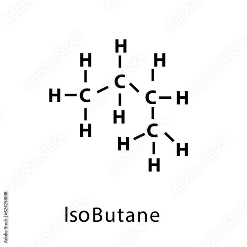 isobutane structure formula flat style photo