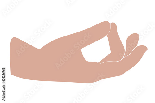 Prithvi mudra - gesture in yoga fingers. Symbol in Buddhism or Hinduism concept. Vector illustration isolated on white background