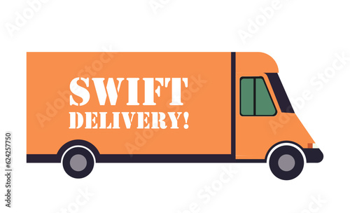 Van with the inscription swift delivery. Moving, transportation, car, truck, courier, mail. SSTK bold. Vector line icon for Business