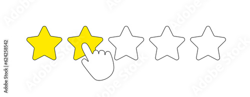 Rating two stars line icon. Favorites, click, finger, rate, review, feedback. SSTKbold. Vector line icon for Business