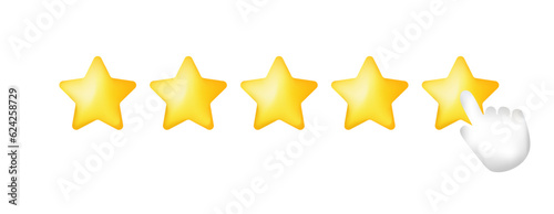 Top score five 3d stars line icon. Favorites, best, rating, review, feedback. SSTKbold. Vector line icon for Business