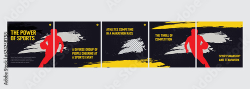 Sports edition instagram carousel template, gym categorized carousel design, vector illustration eps 10