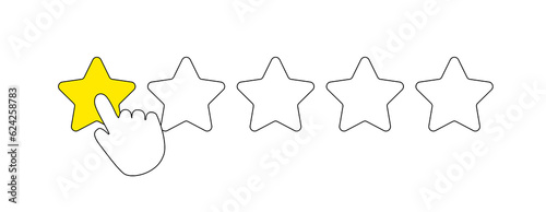 App rating single flat star line icon. Favorites, click, finger, rate, review, feedback. SSTKbold. Vector line icon for Business