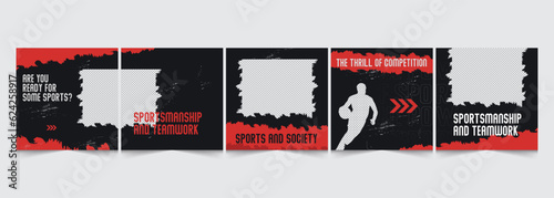 Sports edition instagram carousel template, gym categorized carousel design, vector illustration eps 10