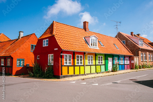 Rainbow painted house in Rønne, Bornholm Island in Denmark photo
