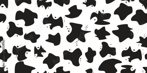 Seamless pattern wit abstract forms . Blob shape organic endless fabric pattern. Template for presentation, banner . Fluid shape . Liquid vector textured splats.