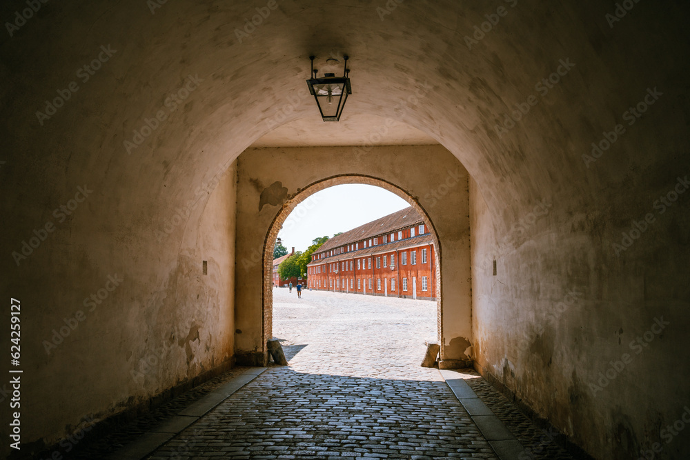 Tunnel and gate to Kastellet (Citadel) in Copenhagen, Denmark