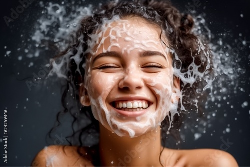 Woman washing face with facial soap © Salsabila Ariadina
