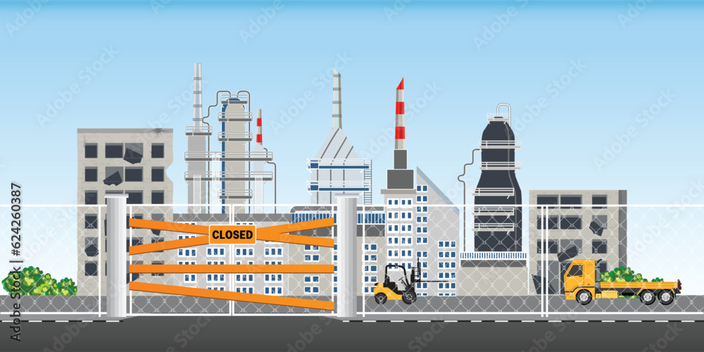 Obraz premium Industrial building closed and abandoned.