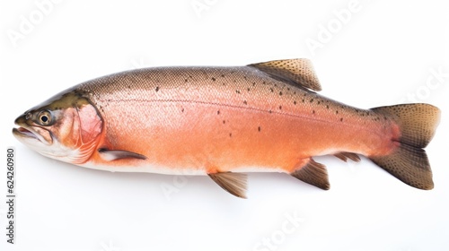 A Salmon fish isolated on white background. Salmon fish. Generative Ai