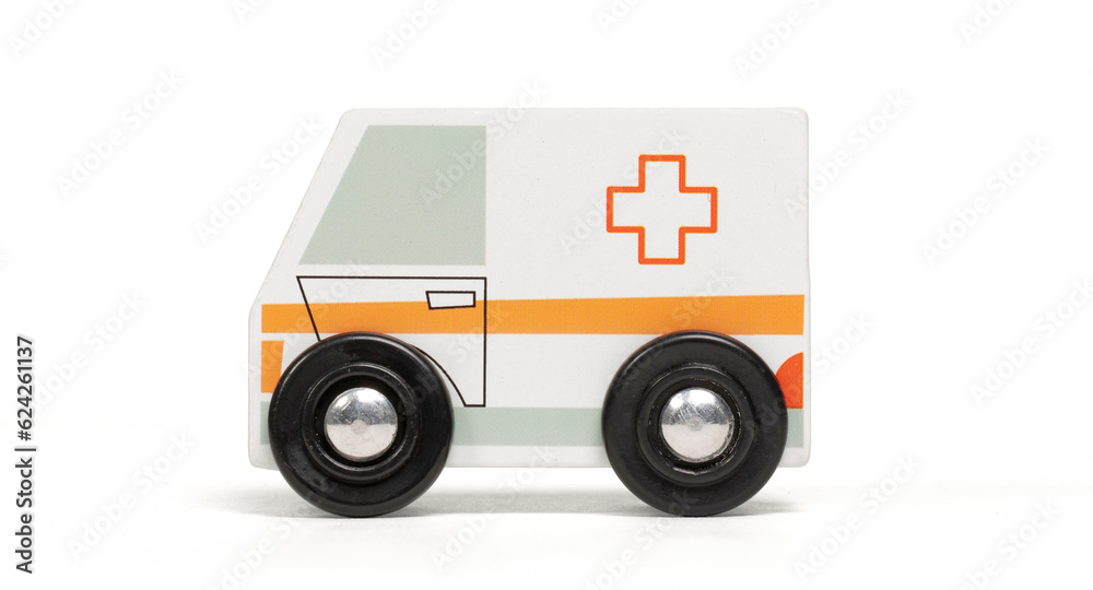 Retro wooden toy car isolated on white Retro wooden toy car isolated on white