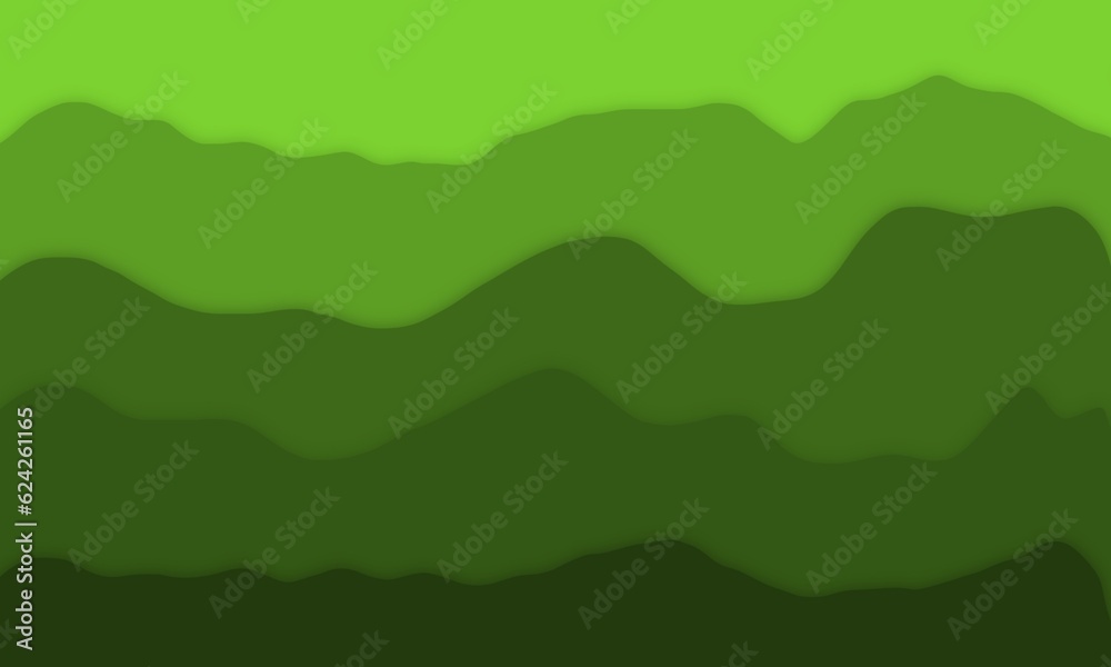 Curve wave pattern green gradient background.