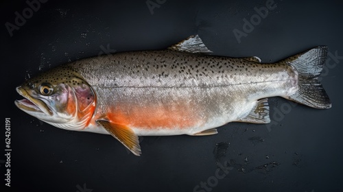 A fresh salmon fish on ice. Salmon fish. Generative Ai