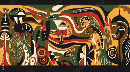 Abstract pattern in native African style. Vector illustration. Traditional African abstract painting